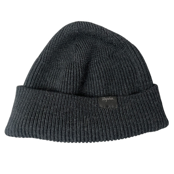 Rapha Wool Beanie Hat Mens Grey One Size Logo Outdoors Knit Biking Cycling *Hole - Picture 1 of 5